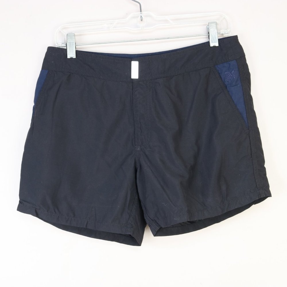 VILEBREQUIN BLACK BLUE ACCENT WOMEN’S SWIM SHORTS SMALL